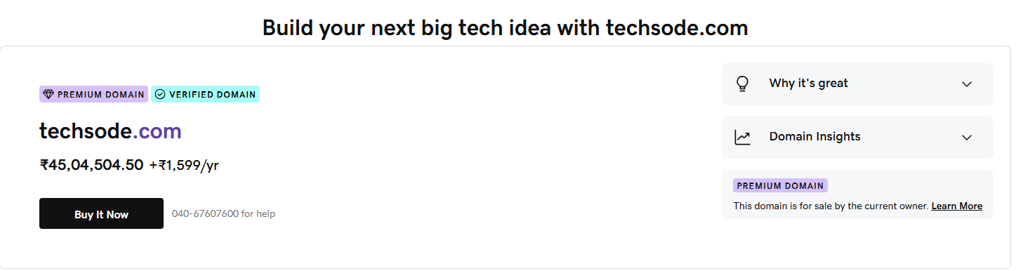Techsode Domain Desktop View